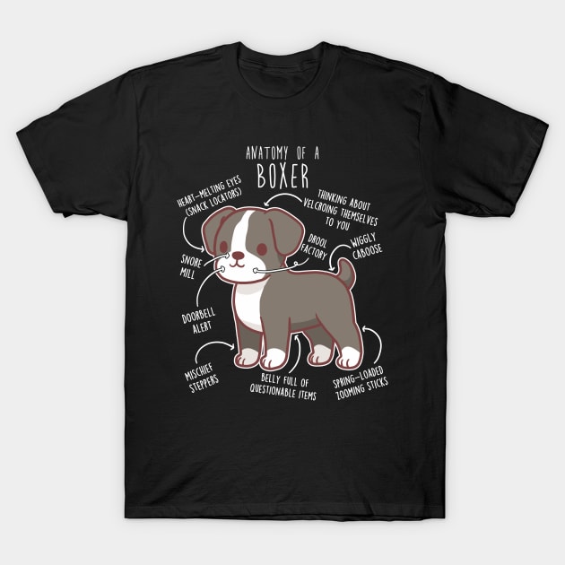 Boxer Dog Reverse Brindle Seal Anatomy T-Shirt by Psitta